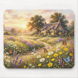 Mousepad Flores silvestres e uma casa encantadora