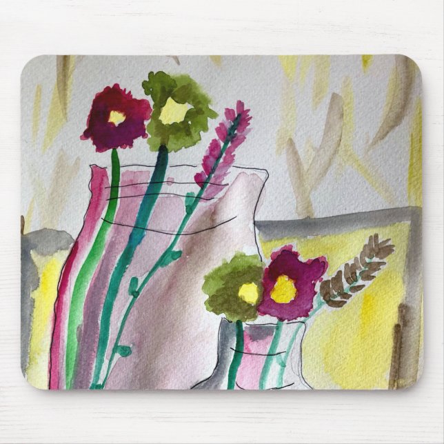 Mousepad Flores silvestres em arte abstrata de vaso (Frente)