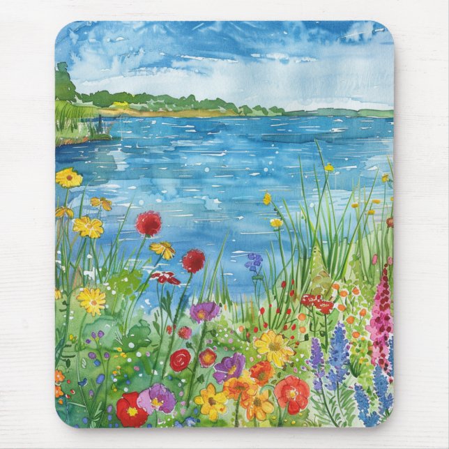 Mousepad Flores silvestres junto a um lago (Frente)