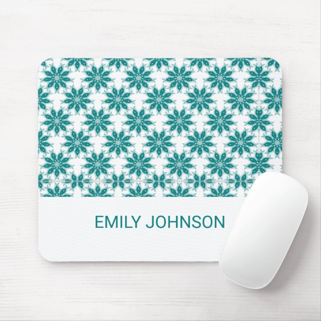 Mousepad Flores teares nome personalizado branco (Com mouse)