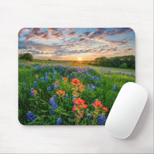 Mousepad Flores   Texas Bluebonnets e Pincel da Índia