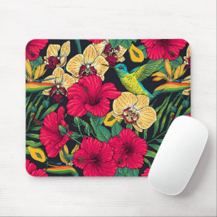 Mousepad Flores Tropicais e Beija-flor - Botanica de Verão