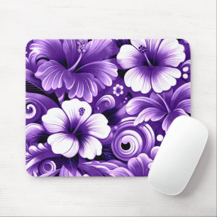 Mousepad Flores tropicais havaianas Hibiscus Púrpura Padrão