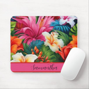 Mousepad Flores tropicais personalizadas de aquarela verão