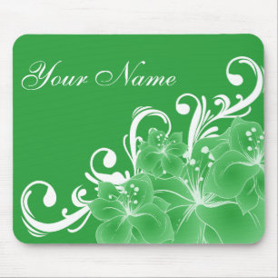 Mousepad Flores verdes e brancas delicadas