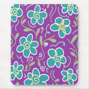Mousepad Flores verdes em design púrpura