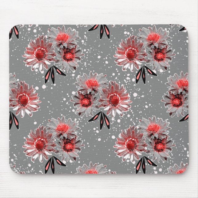 Mousepad Flores vermelhas na cinza (Frente)