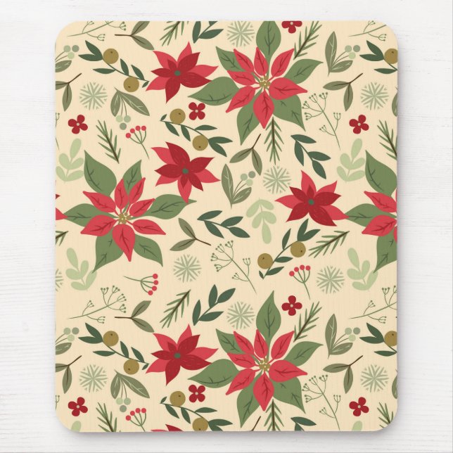 Mousepad Flores Vermelhas Natal Padrão-11600 (Frente)