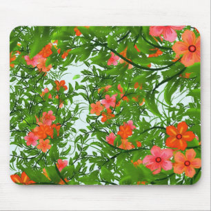 Mousepad Flores Vermelhas sobre Arte Verde