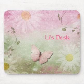 Mousepad Flores + Videiras macias do redemoinho + Borboleta