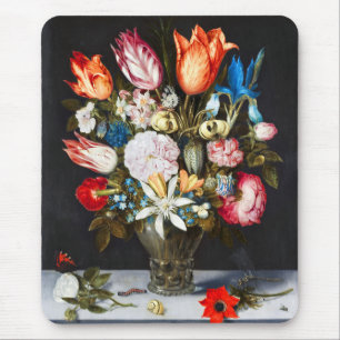 Mousepad Flores Vintage em um Vidro por Ambrosius Bosschaer