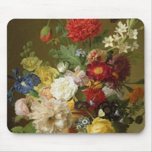 Mousepad Floresça a vida imóvel em uma borda de mármore,