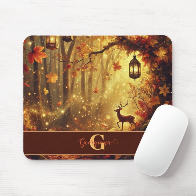 Mousepad Floresta Autônoma de Ouro Whimsical Personalizada (Com mouse)
