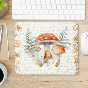 Mousepad Floresta Caprichosa Cogumelo Letra Vintage Casa de