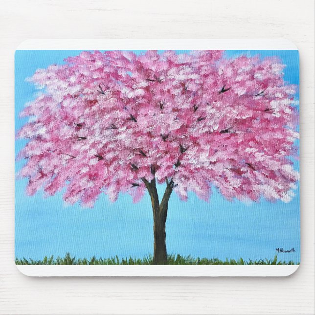 Mousepad Floresta cor-de-rosa flor da árvore Bonito Naturez (Frente)