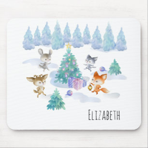 Mousepad Floresta Dançando Animais de Natal