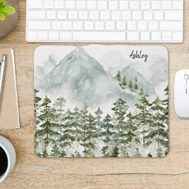 Mousepad Floresta de Pinheiros e Montanhas