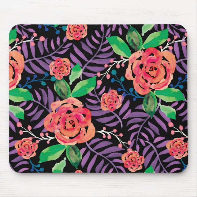 Mousepad floresta de rosas de cor da água (Frente)