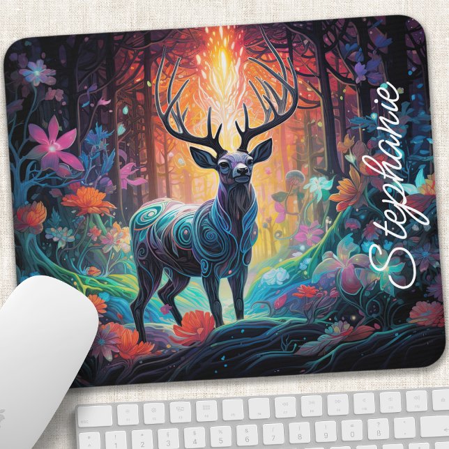 Mousepad  Floresta Encantada Rodopio Veado Personalizado (Criador carregado)