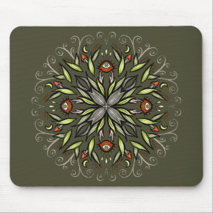 Mousepad Floresta Escura Verde Olhos de Cogumelo Goblincore