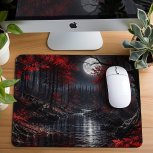 Mousepad Floresta Fantasia Vermelho Escuro