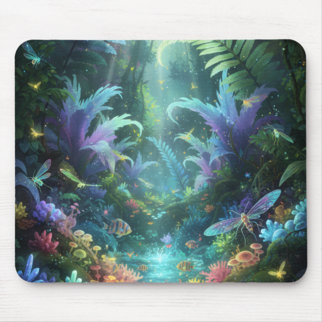 Mousepad Floresta Mágica Enluarada Encantada  (Frente)