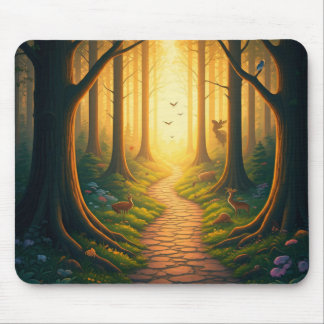 Mousepad Floresta natural e plataforma de ratinhos de aves