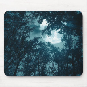 Mousepad Floresta Noturna Encantadora com Lua Cheia