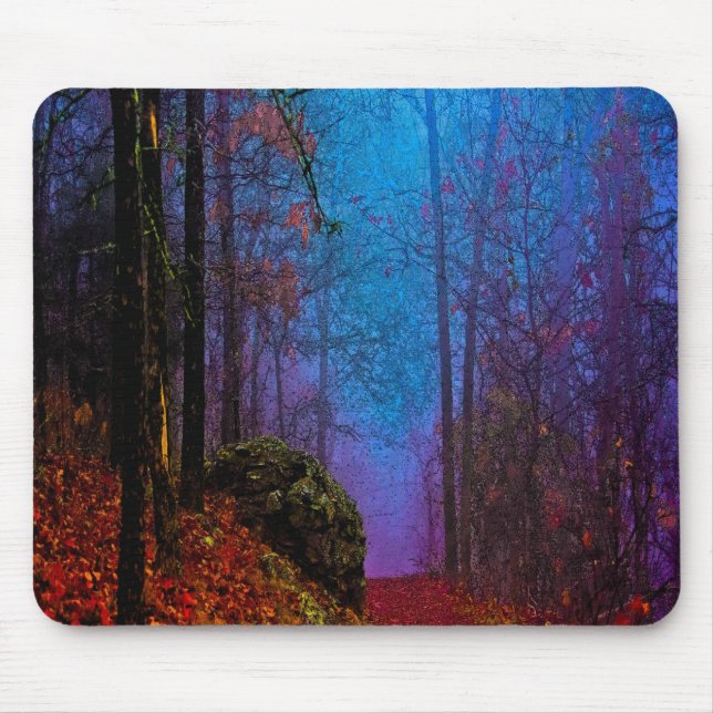 Mousepad Floresta Pintada Outono Névoa Roxa (Frente)