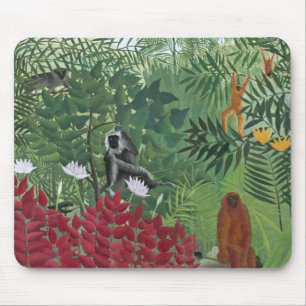 Mousepad Floresta tropical com Macaco, 1910 (óleo em