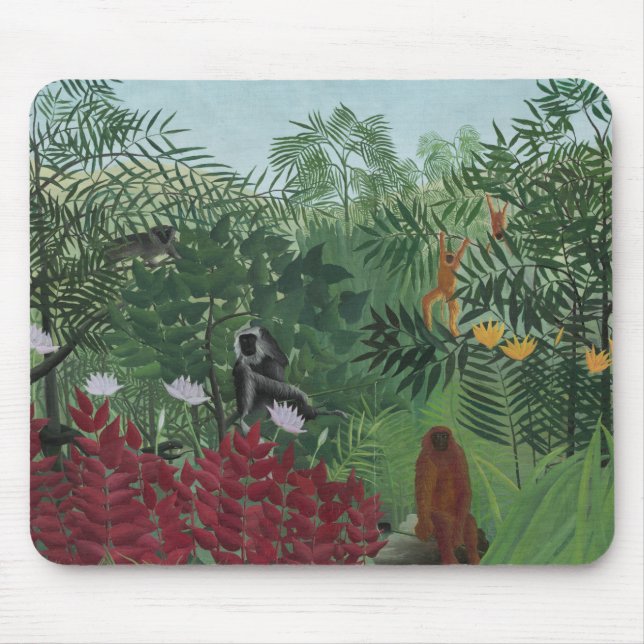 Mousepad Floresta Tropical com Macacos e Cobra (Rousseau) (Frente)