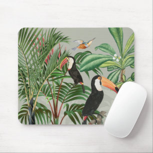 Mousepad Floresta Tropical de Cores Aquáticas e Pássaros tu