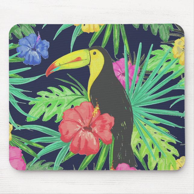 Mousepad Floresta Tropical de Tucano e Folhas (Frente)