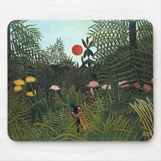 Mousepad Floresta Virgem de Henri Rousseau com Sunset (1910 (Frente)