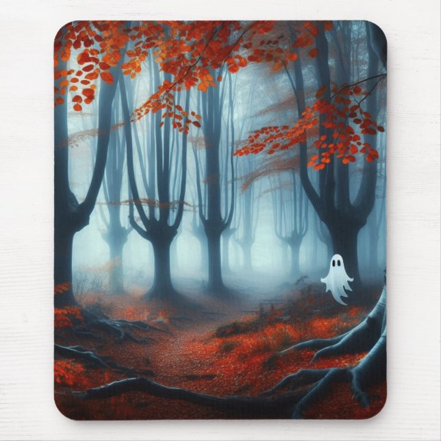 Mousepad Florestas de outono assustadas com um fantasma (Frente)