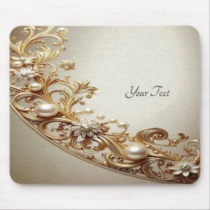 Mousepad Florido Dourado Ornamentado