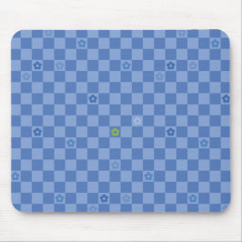 Mousepad Flower Checkered Pattern No. 01 - Light Blue