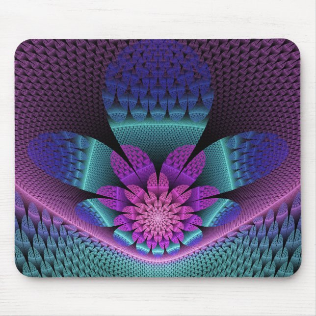 Mousepad Flower Fractal - Incomum - Padrão Colorida Fantasi (Frente)