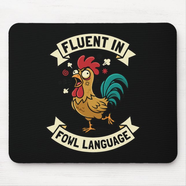 Mousepad Fluente Em Linguagem Imprópria De Galinha Galo Eng (Frente)