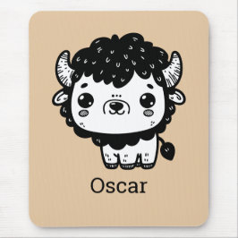 Mousepad Fluffy Bison Baby - Kawaii Fazenda Arte Animal