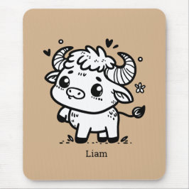 Mousepad Fluffy Buffalo Baby - Kawaii Fazenda Animal