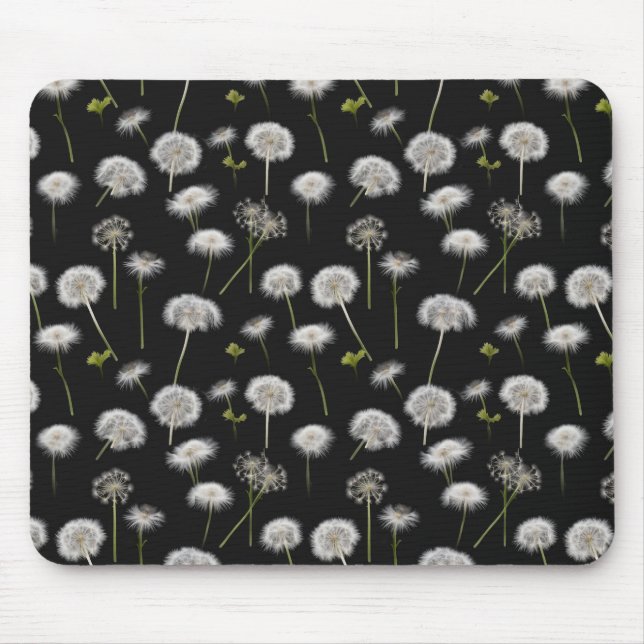 Mousepad Fluffy Dandelions Em Preto (Frente)