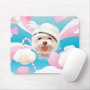 Mousepad Fluffy Dog com White Hat