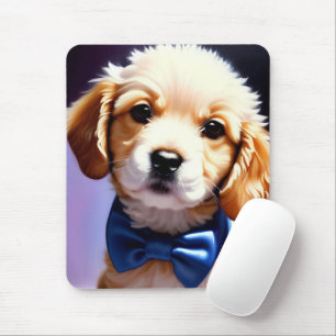 Mousepad Fluffy Puppy Adorável w Arco azul