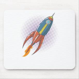 Mousepad Flugkörper Rakete Weltall Comic Mond