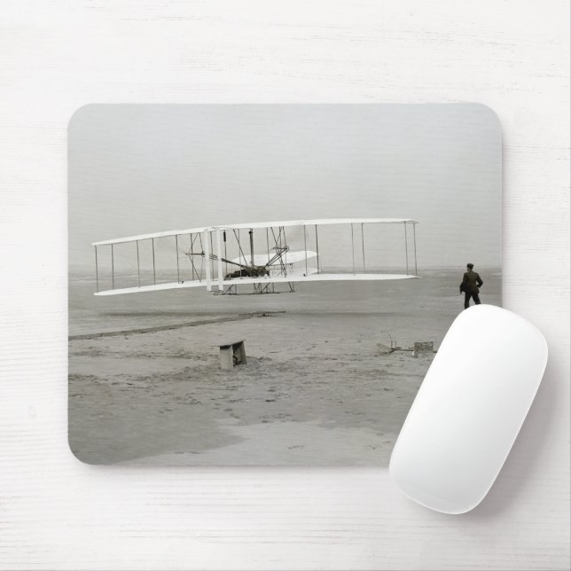 Mousepad Flyer dos Irmãos Wright Primeiro Voo de Avião Avia (Com mouse)