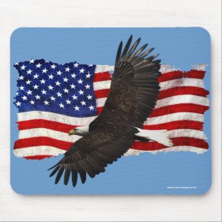 Mousepad Flying Bald Eagle & U.S Flag Patriotic Mousemat