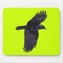 Mousepad Flying Black Raven Gothic, Haida, Wildlife