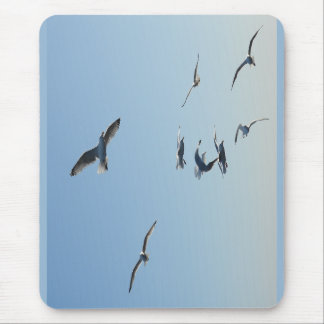 Mousepad Flying Seagulls Coastal Ocean Bird Nature Desk 