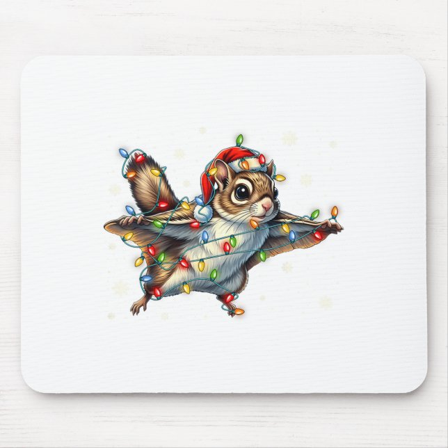 Mousepad Flying Squirrel Christmas Lights Tee Merry Squirre (Frente)
